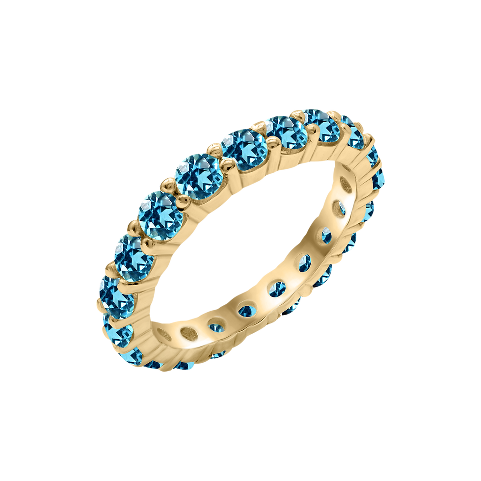 Thumbnail: Solid Gold Round Eternity Bands with Diamond or Gemstone Birthstones in 14K
