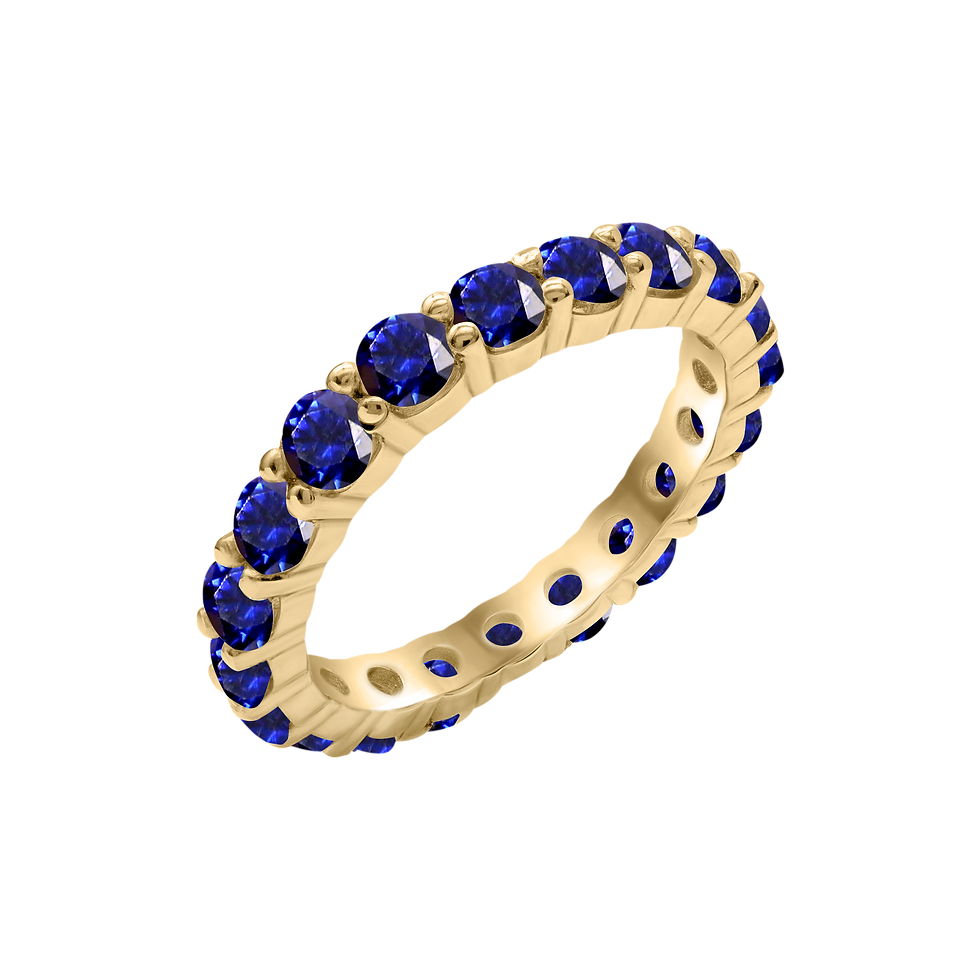 Thumbnail: Solid Gold Round Eternity Bands with Diamond or Gemstone Birthstones in 14K