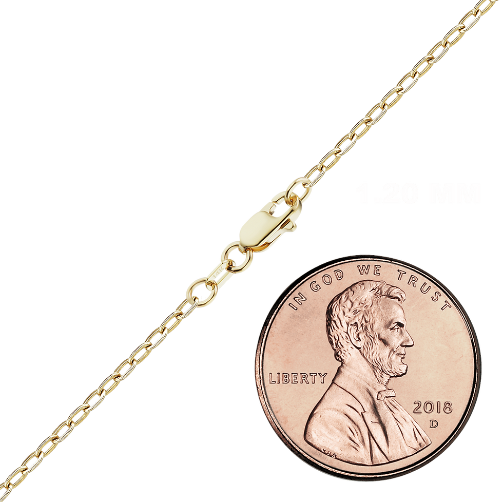 Thumbnail: Solid Gold Elongated Flat Cable Anklet in 14K Yellow Gold (0.80 mm - 1.20 mm)