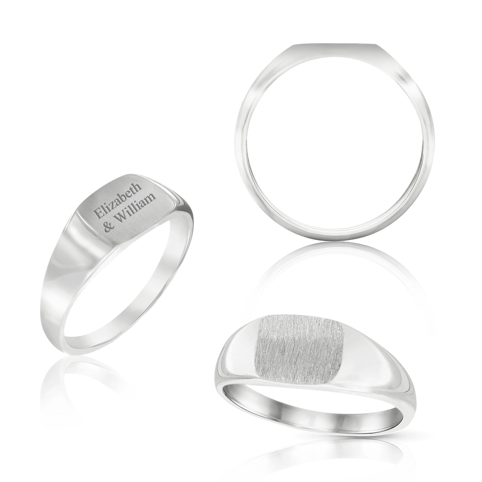 Thumbnail: Sterling Silver Rectangular Signet Rings in Sterling Silver (10 x 6 mm - 15 x
