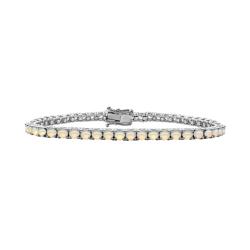 Thumbnail: Solid Gold Tennis Bracelet with Opal Stones (October Birthstones) in 14K Gold
