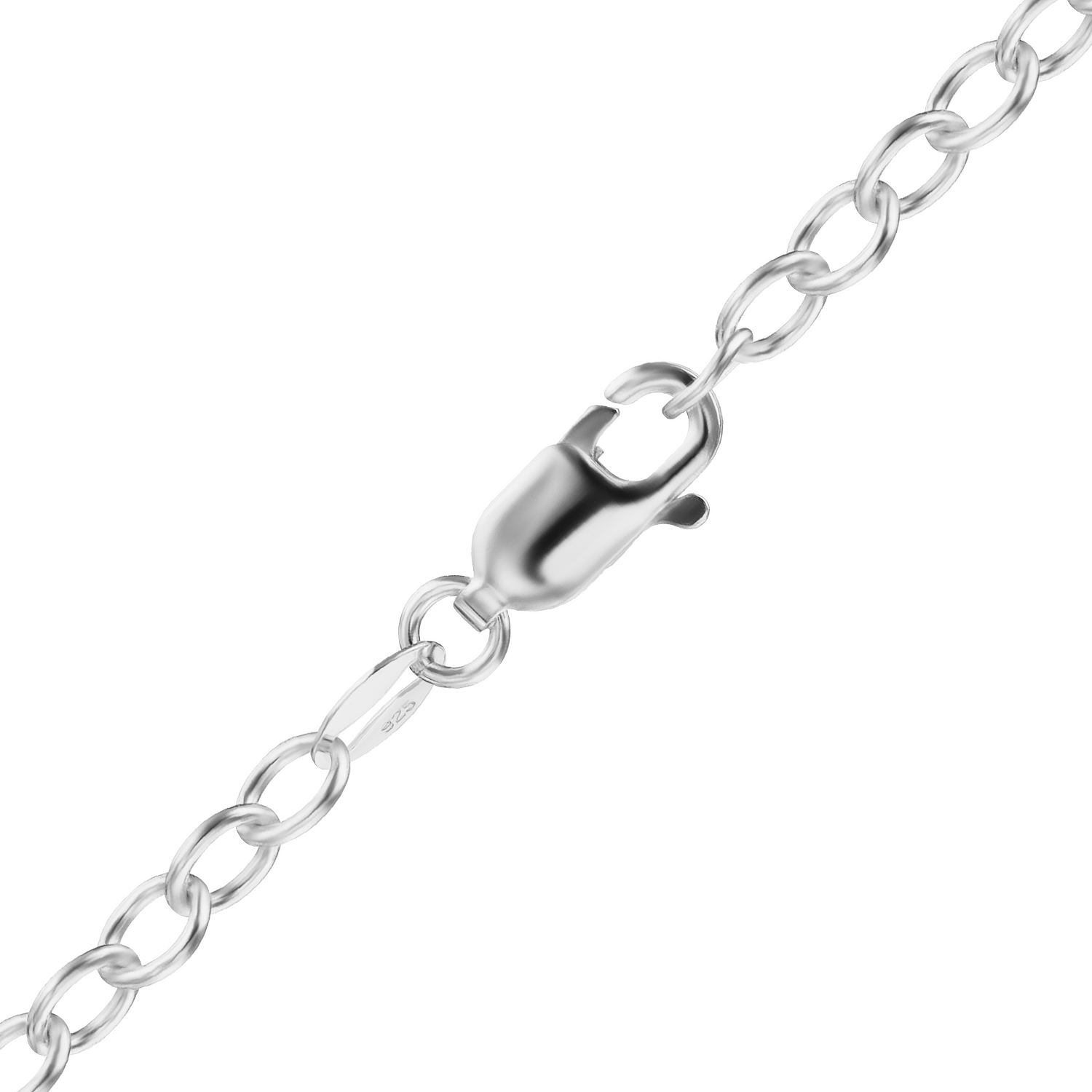 Sterling Silver Light Round Cable Anklet in Sterling Silver (6.30 mm - 7.30 mm)
