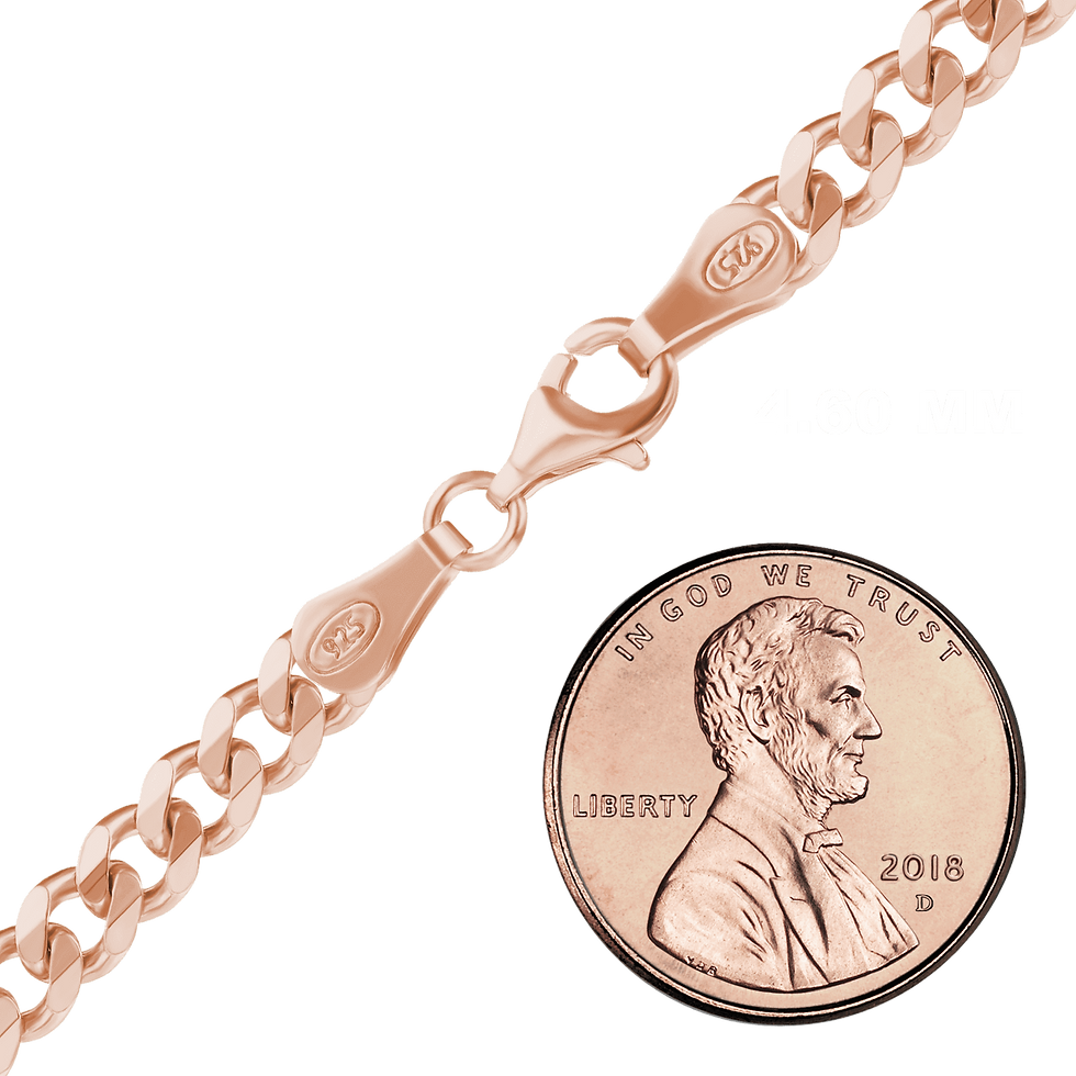 Thumbnail: Sterling Silver Classic Curb Bracelet in Sterling Silver 18K Pink Gold Finish