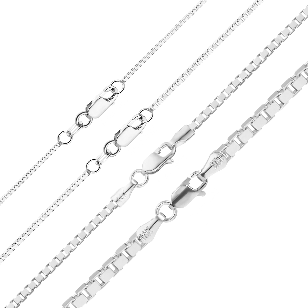 Thumbnail: Solid Gold Venetian Box Anklet in 14K White Gold (0.80 mm - 2.50 mm)