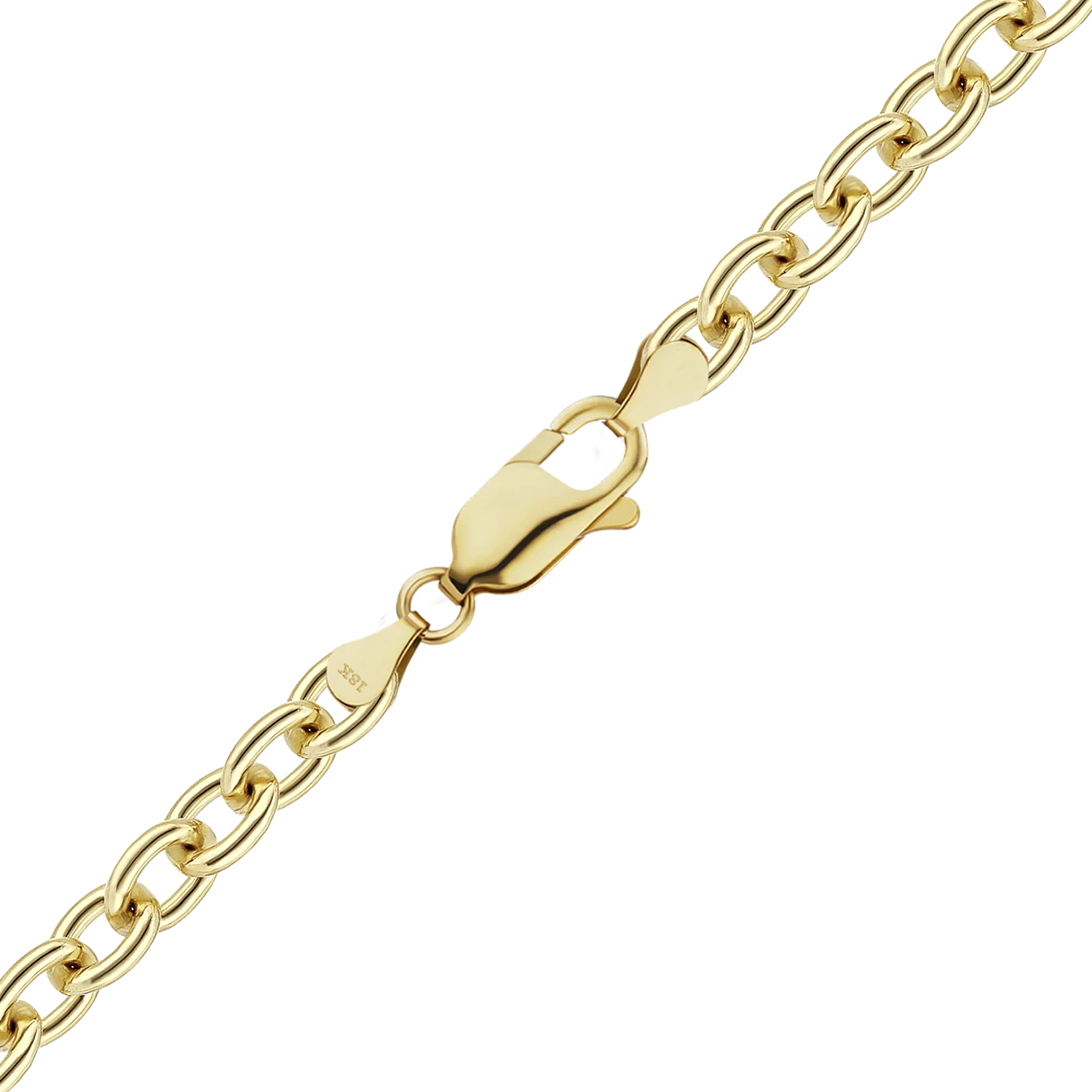 Solid Gold Medium Round Cable Anklet in 18K Yellow Gold (1.35 mm - 3.25 mm)