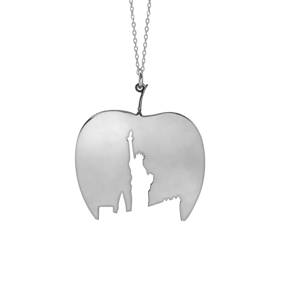 Thumbnail: Sterling Silver Statue of Liberty Apple Necklace in Sterling Silver (31 x 26 mm)