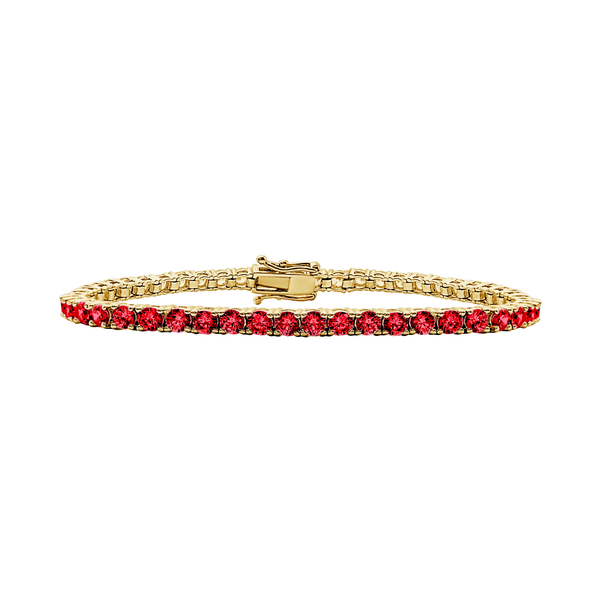Solid Gold Tennis Bracelet with Ruby Stones (July Birthstones) in 14K Gold