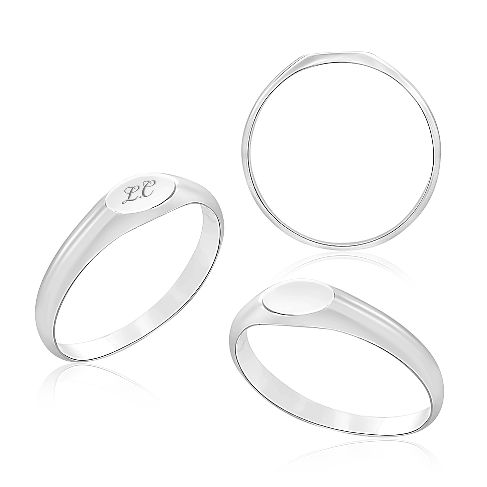 Thumbnail: Sterling Silver Oval (Horizontal) Signet Rings in Sterling Silver (4 x 6 mm - 8