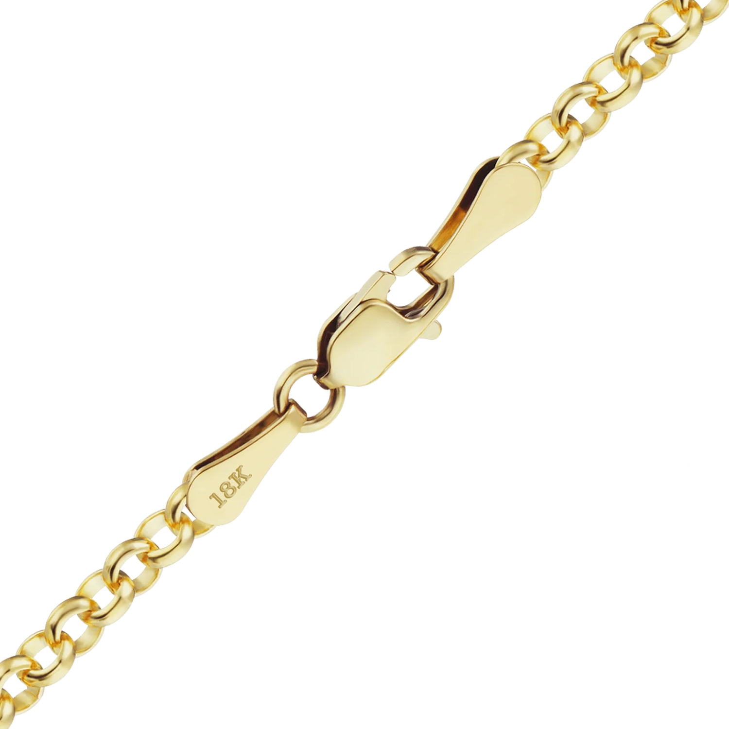 Solid Gold Rolo Necklace in 18K Yellow Gold (1.70 mm - 4.20 mm)