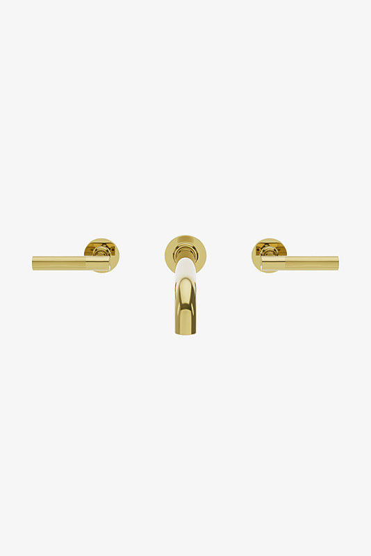 Thumbnail: BLS72A Bond Tandem Wall Mounted Faucet with Guilloche Lines Lever Handles