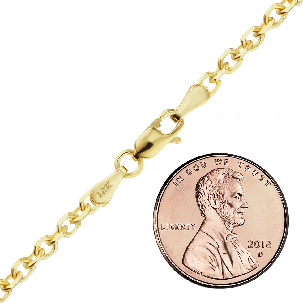 Thumbnail: Solid Gold Diamond Cut Round Cable Necklace in 18K Yellow Gold (1.05 mm - 3.00