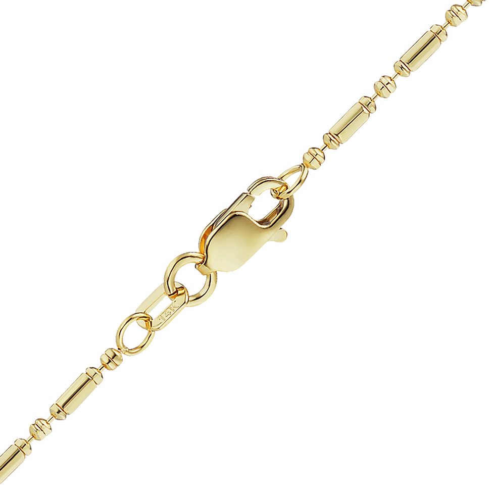 Thumbnail: Solid Gold Alternating Bead Anklet in 14K Yellow Gold (1.30 mm)