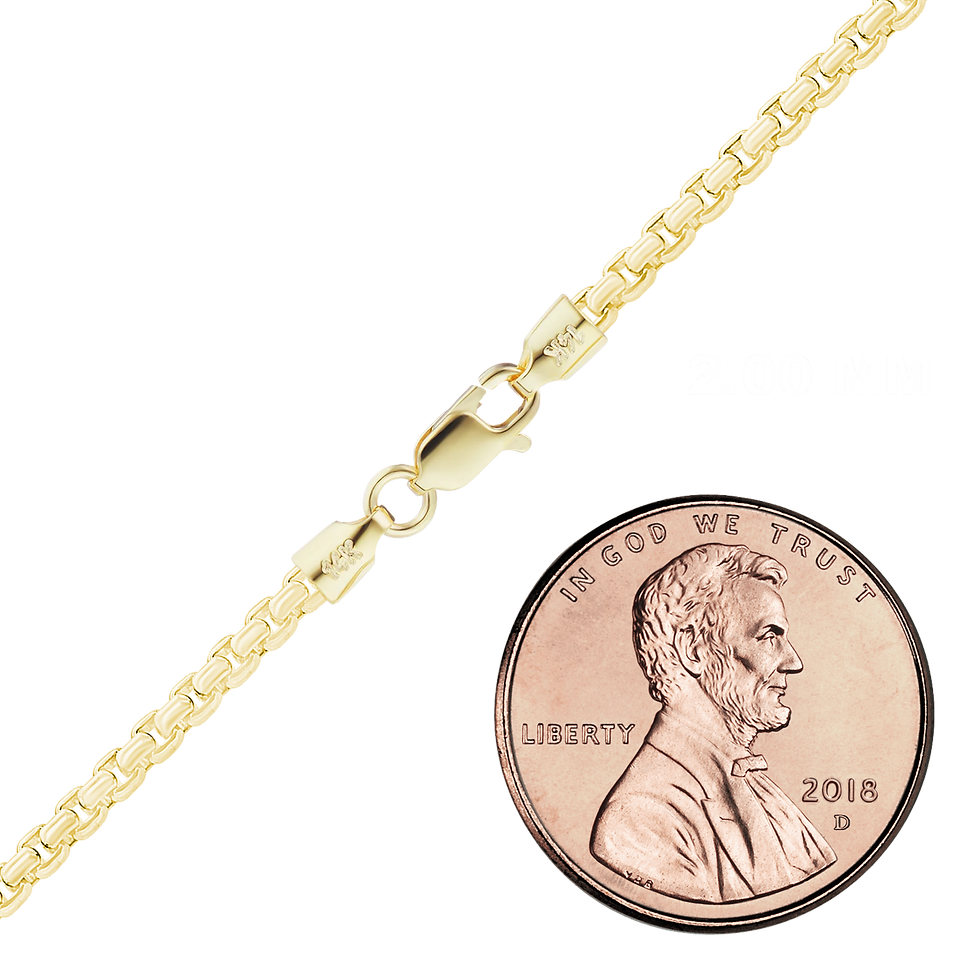Thumbnail: Solid Gold Round Box Necklace in 14K Yellow Gold (1.20 mm - 4.00 mm)