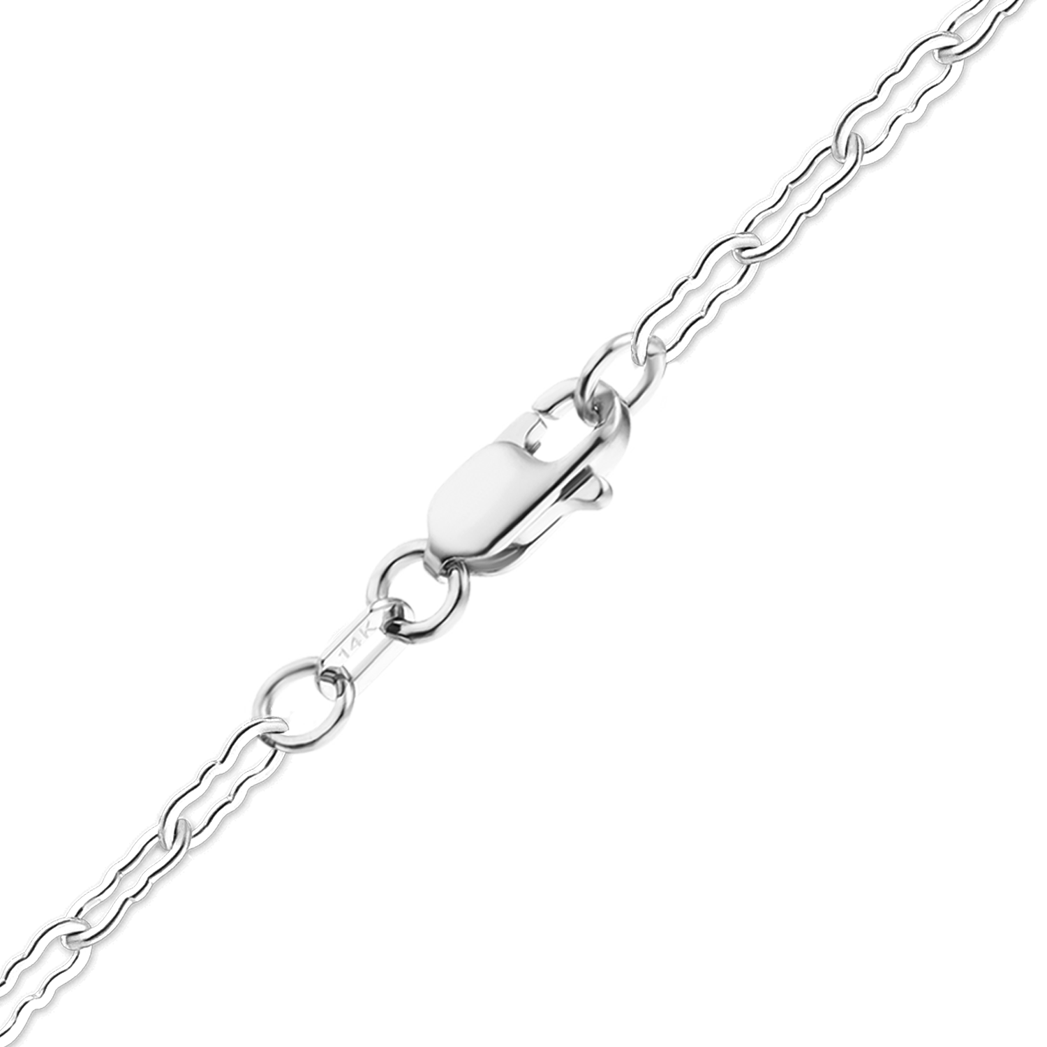 Solid Gold Flat Krinkle Anklet in 14K White Gold (1.50 mm)