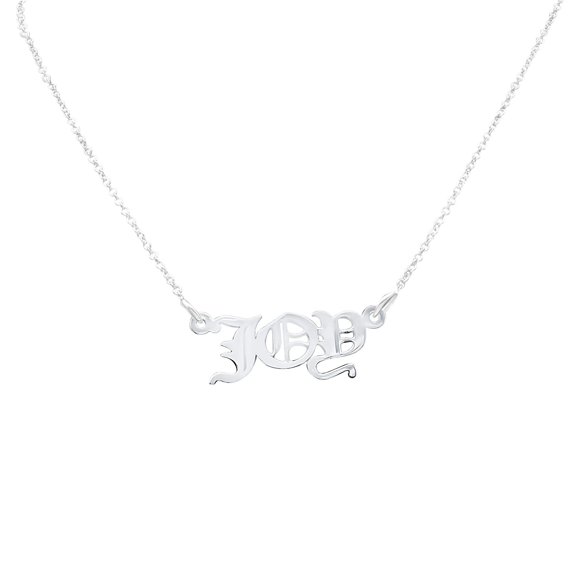 Old English Laser Cut Out Necklace in Sterling Silver (18" Chain)
