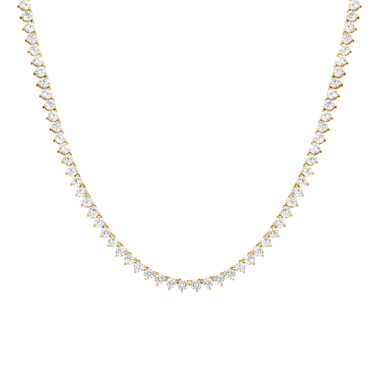 Solid Gold Tennis Necklace with Natural Diamond Stones (April Birthstones) in