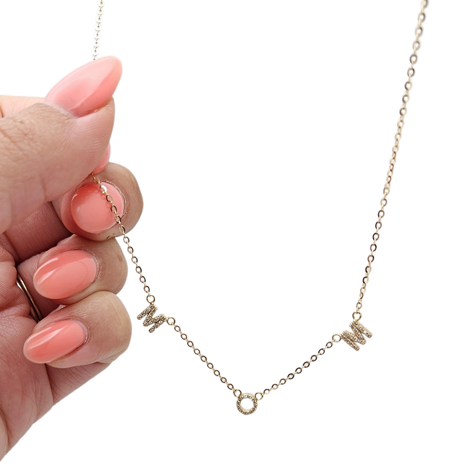 Thumbnail: Solid Gold Solid Gold Natural Diamond MOM Necklace