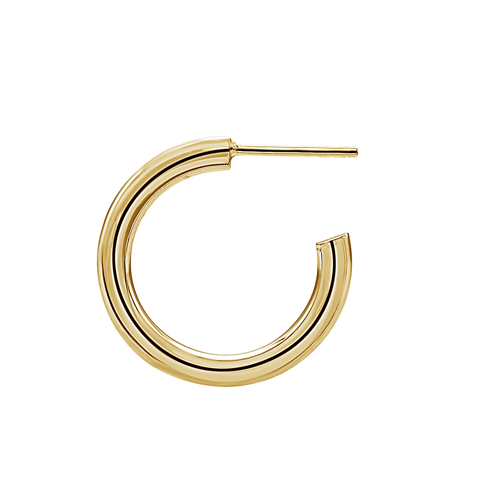Thumbnail: Solid Gold Round Tube Hoop Earring with Post in 14K Gold (3 mm)