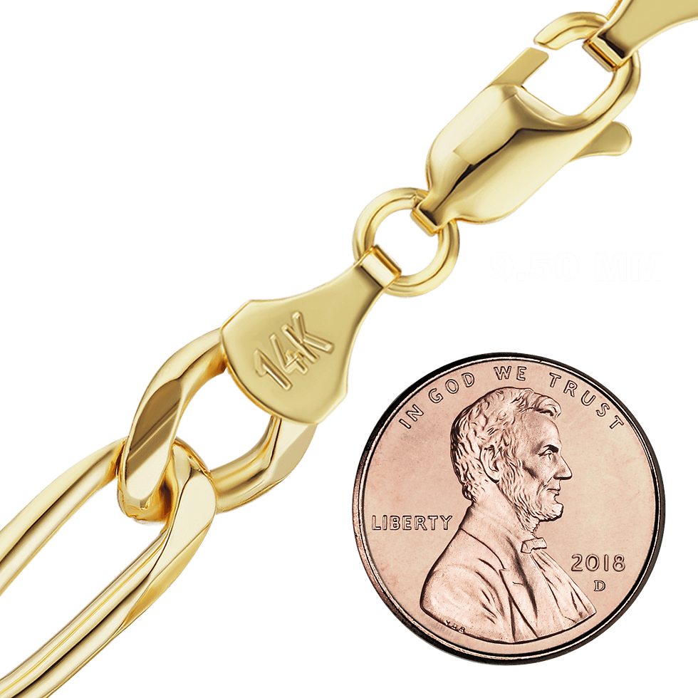 Thumbnail: Solid Gold Classic Figaro Necklace in 14K Yellow Gold (1.50 mm - 11.50 mm)