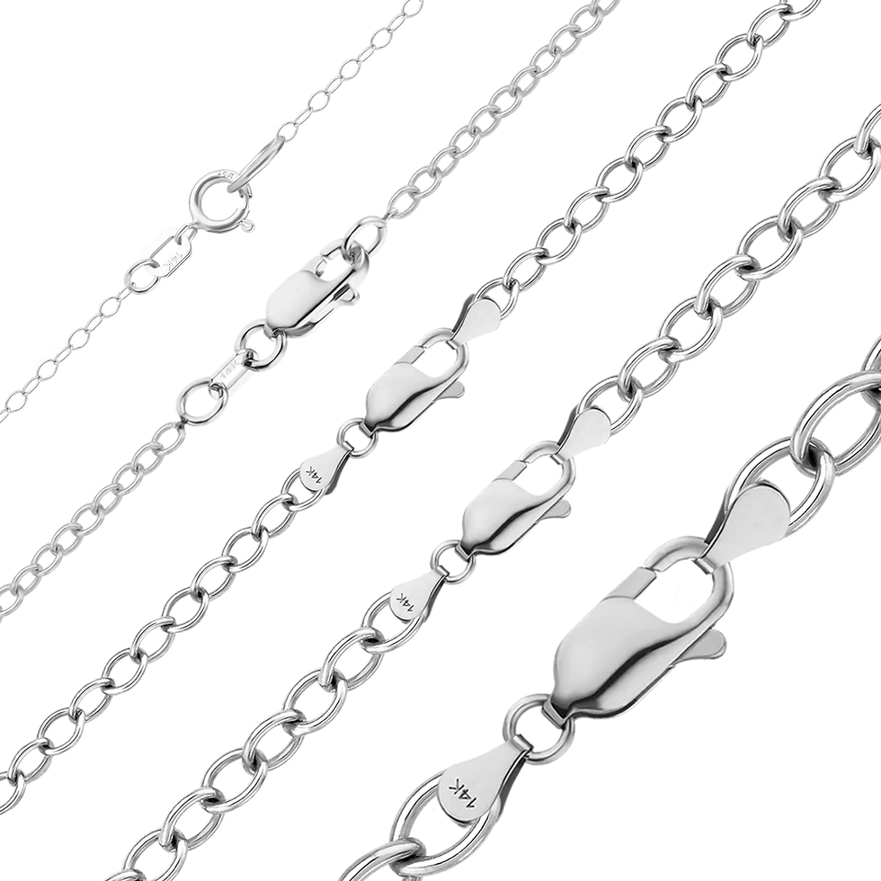 Thumbnail: Solid Gold Light Round Cable Bracelet in 14K White Gold (1.00 mm - 4.60 mm)