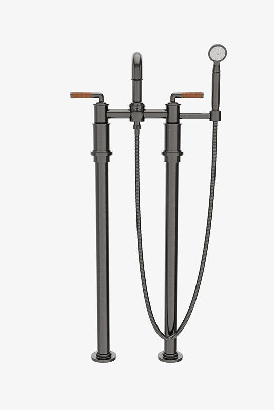 Thumbnail: CXT314 Henry Chronos Floor Mounted Exposed Tub Filler with Handshower and Walnut