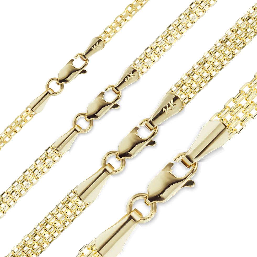 Thumbnail: Solid Gold Bizmark Necklace in 14K Yellow Gold (2.30 mm - 5.80 mm)