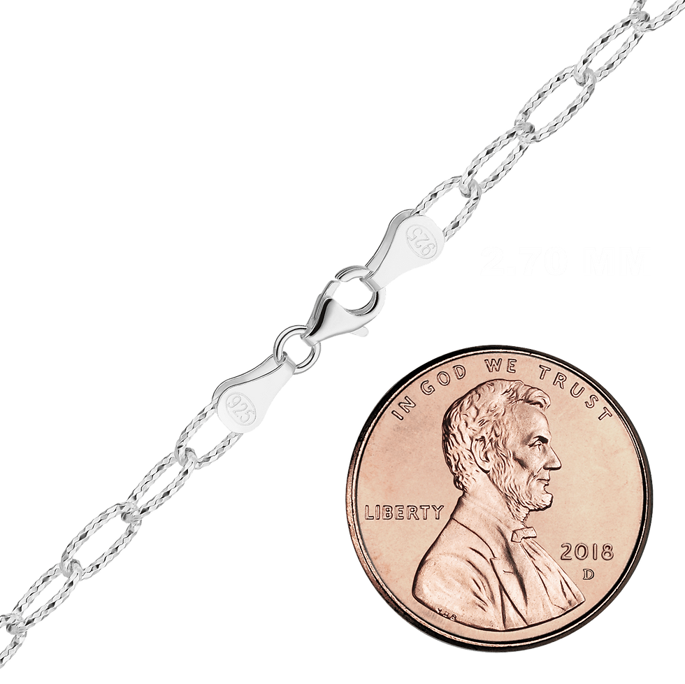 Thumbnail: Elongated Textured Cable Necklace in Sterling Silver (2.70 mm - 4.40 mm)