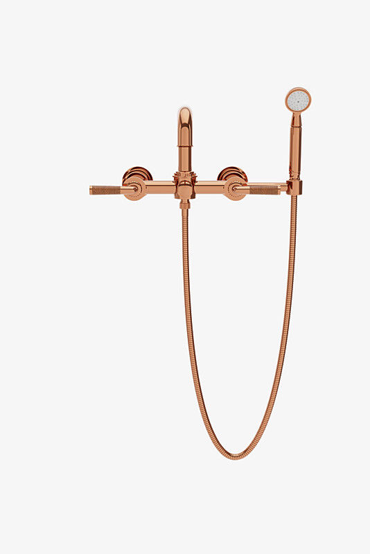 Thumbnail: CXT114 Henry Chronos Wall Mounted Exposed Tub Filler with Handshower and Walnut