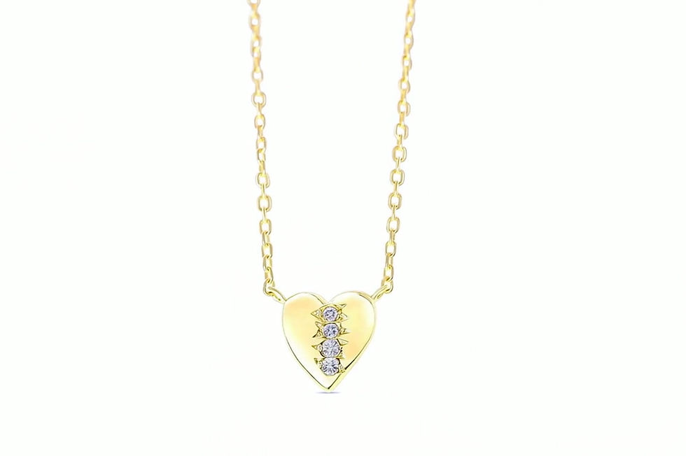 Thumbnail: Solid Gold Solid Gold Heart Sparkle Necklace