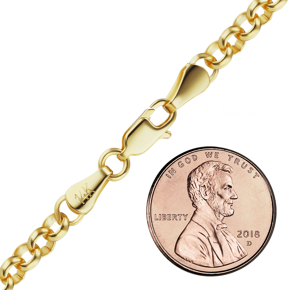 Thumbnail: Solid Gold Rolo Bracelet in 14K Yellow Gold (1.15 mm - 4.20 mm)