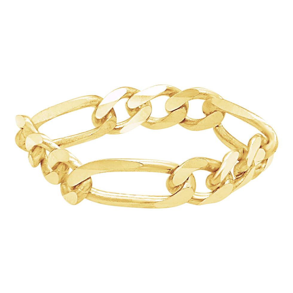 Thumbnail: Solid Gold Classic Figaro Chain Ring in 14K Yellow Gold (Sizes 4-12) (2.25 mm
