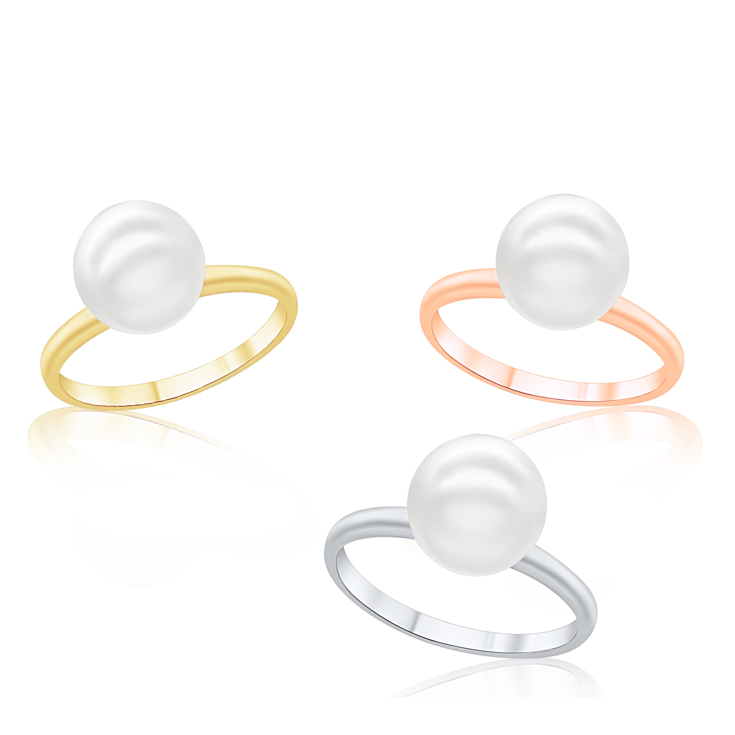 Sterling Silver Stackable Pearl CZ Ring (2-5mm) in Sterling Silver