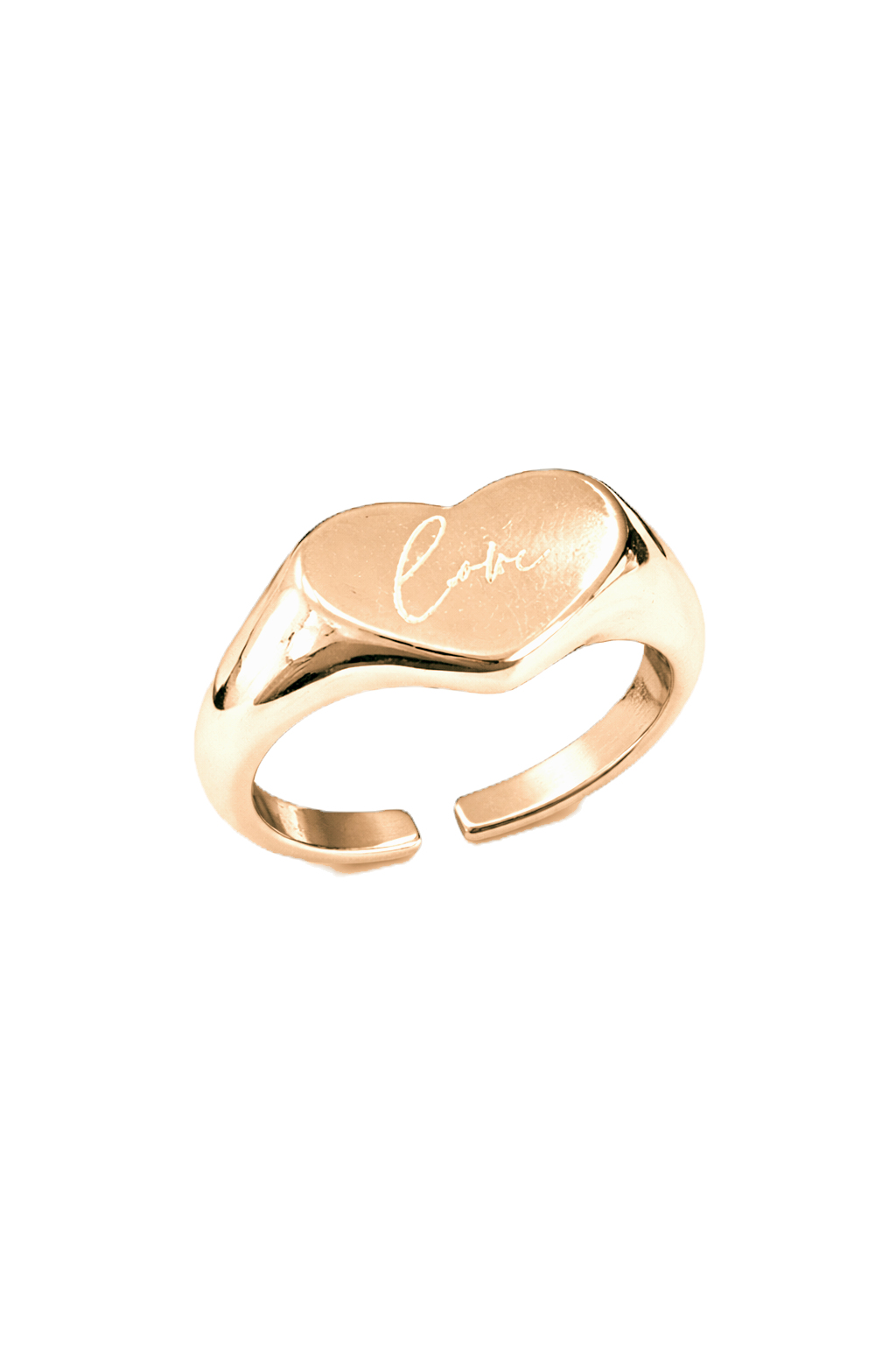 Sterling Silver Gold Plated Love Signet Ring