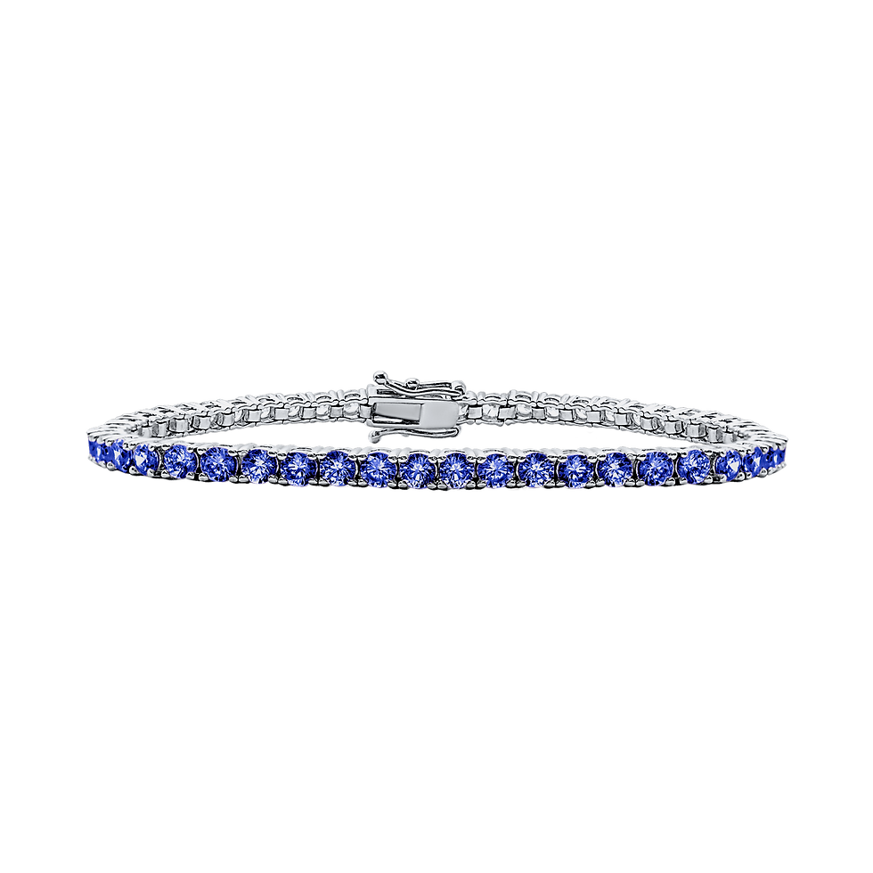 Thumbnail: Solid Gold Tennis Bracelet with Sapphire Stones (September Birthstones) in 14K