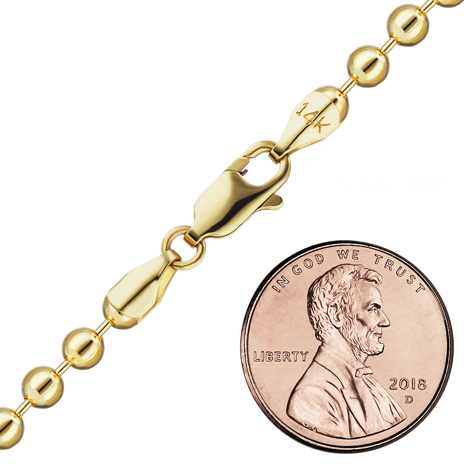 Thumbnail: Solid Gold Round Bead Bracelet in 14K Yellow Gold (1.00 mm - 4.00 mm)