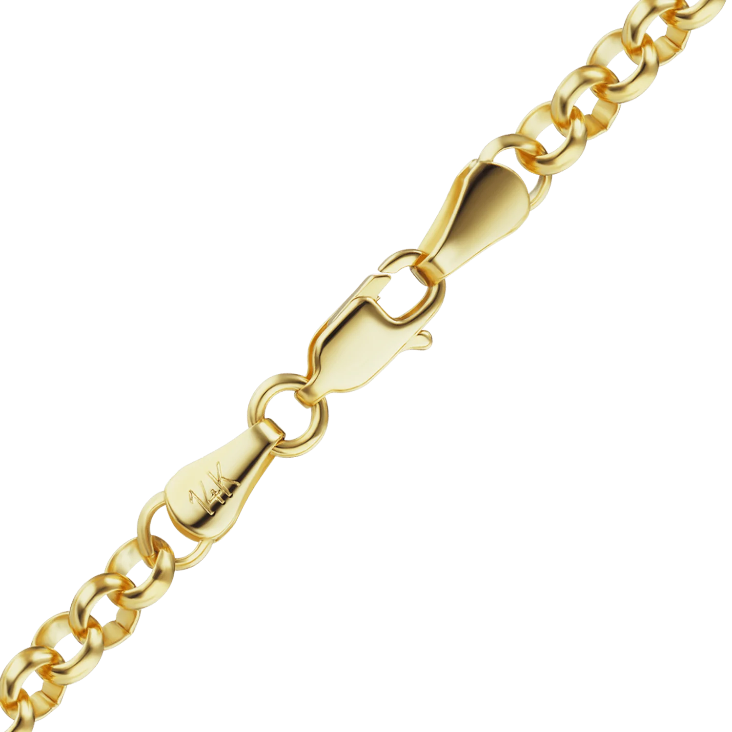 Solid Gold Semi-Solid Round Rolo Anklet in 14K Yellow Gold (2.50 mm - 8.00 mm)