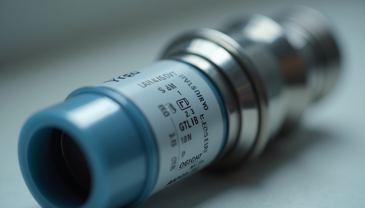 Close-up view of a shower cartridge with visible markings