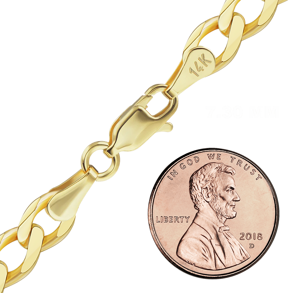 Thumbnail: Solid Gold Light Curb Anklet in 14K Yellow Gold (2.80 mm - 7.30 mm)