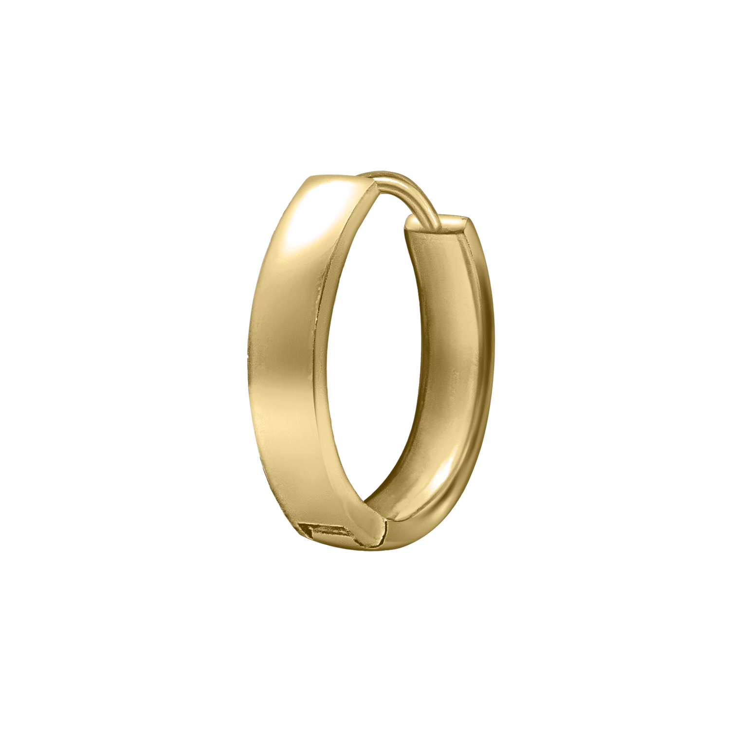 Solid Gold Square (Huggie) Hoop Earring in 14K Gold