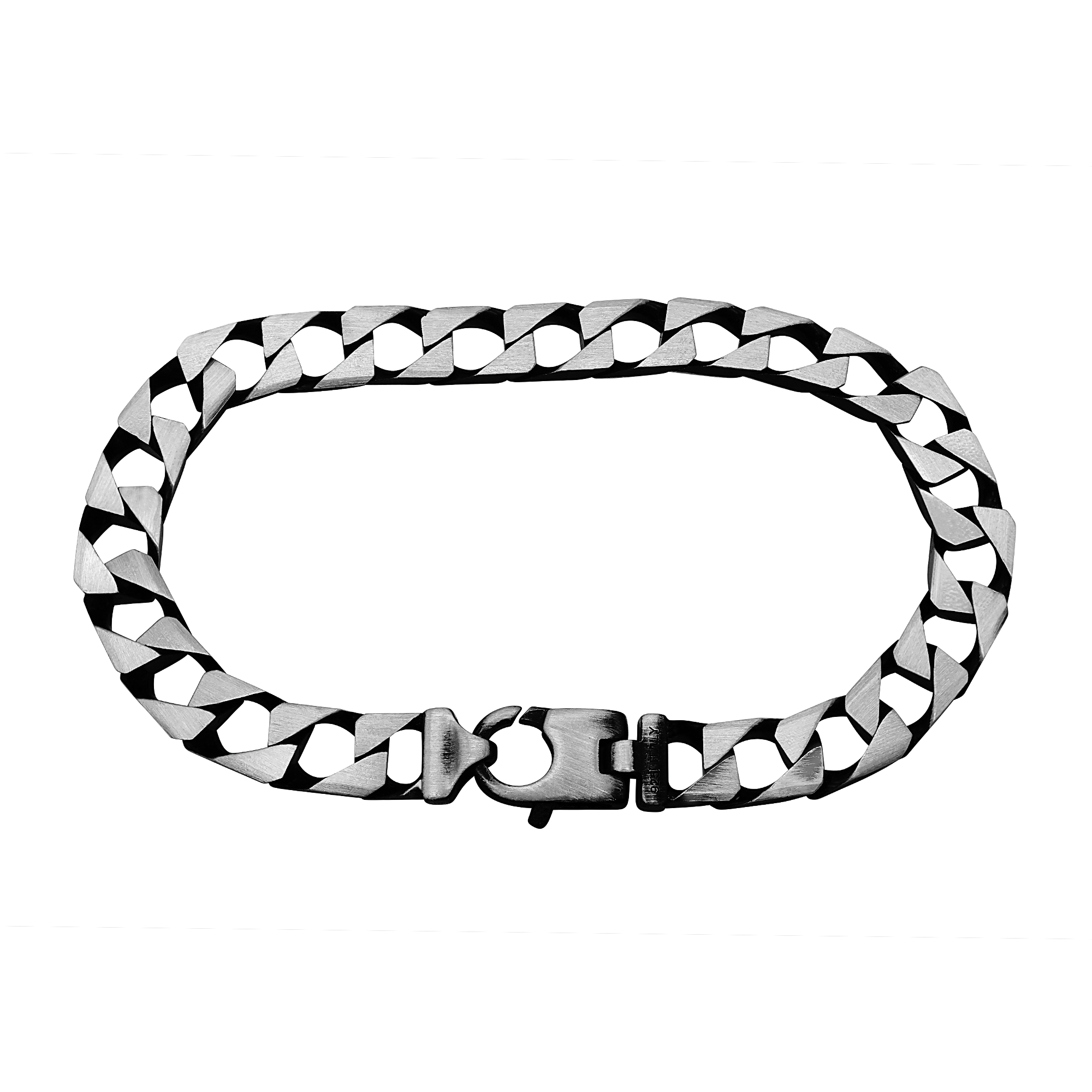 Sterling Silver Men's Square Curb Bracelet with Black Ruthenium Finish (6.70 mm