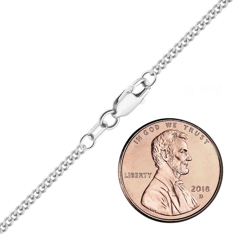 Thumbnail: Solid Gold Classic Curb Necklace in 14K White Gold (1.23 mm - 5.20 mm)