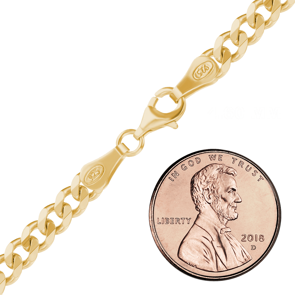 Thumbnail: Classic Curb Necklace in Sterling Silver 18K Yellow Gold Finish