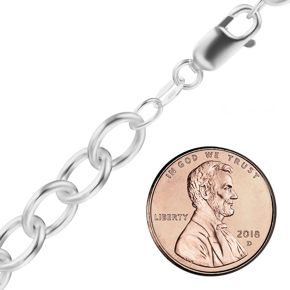 Thumbnail: Sterling Silver Light Round Cable Anklet in Sterling Silver (6.30 mm - 7.30 mm)