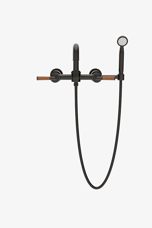 Thumbnail: CXT114 Henry Chronos Wall Mounted Exposed Tub Filler with Handshower and Walnut