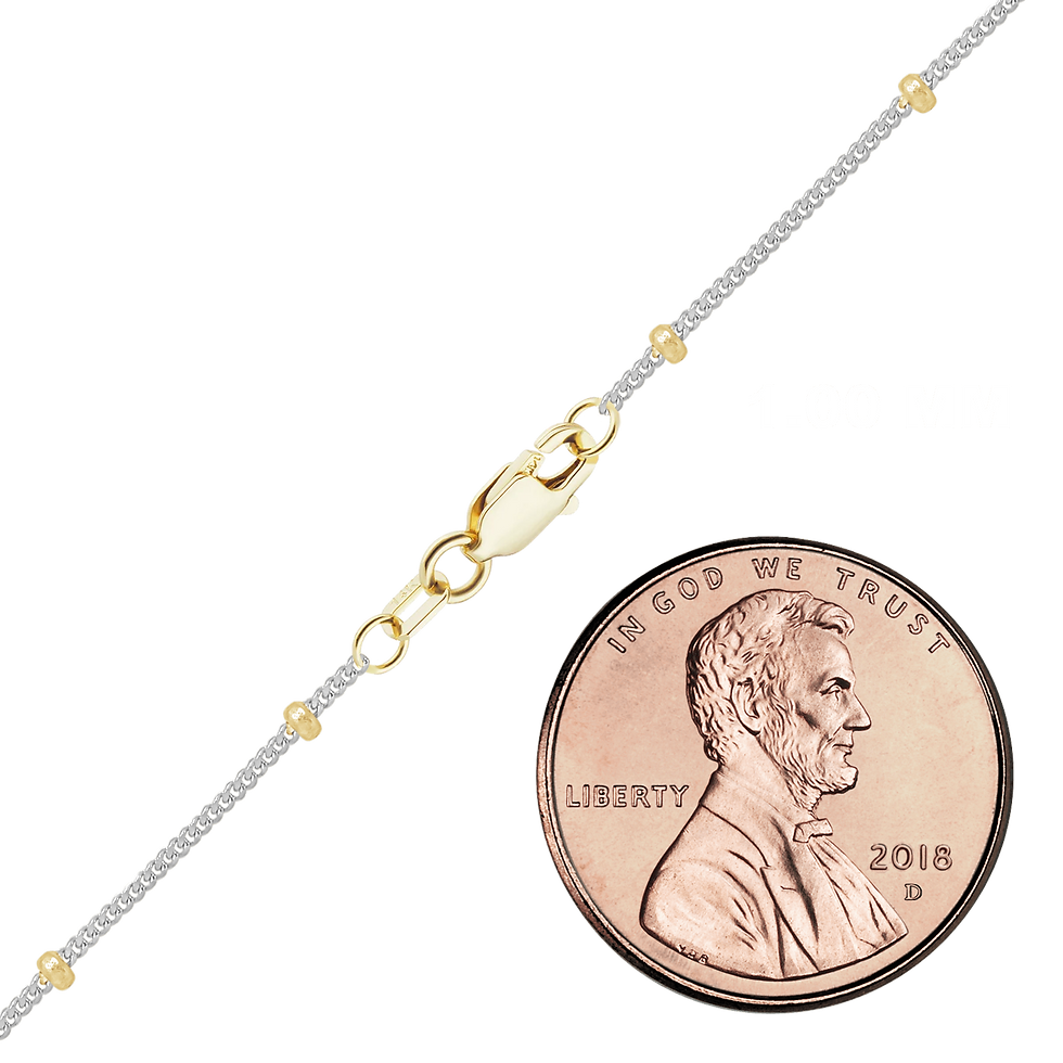 Thumbnail: Stud (Satellite) Curb Necklace in 14K Two Tone Gold (1.00 mm)