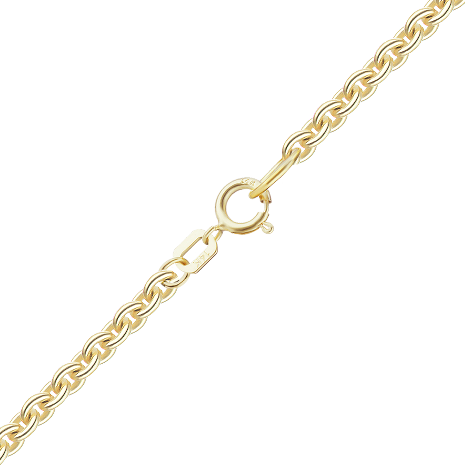 Solid Gold Heavy Round Cable Necklace with Spring Ring in 14K Yellow Gold