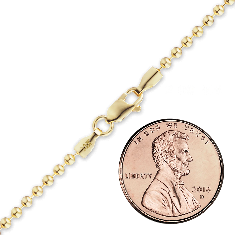 Thumbnail: Solid Gold Round Bead Anklet in 18K Yellow Gold (1.20 mm - 2.50 mm)