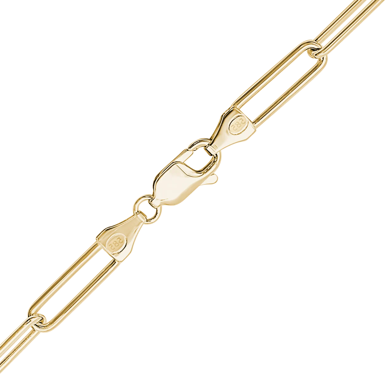 Solid Gold Round Paperclip Cable Necklace in 14K Yellow Gold (2.50 mm - 7.80 mm)