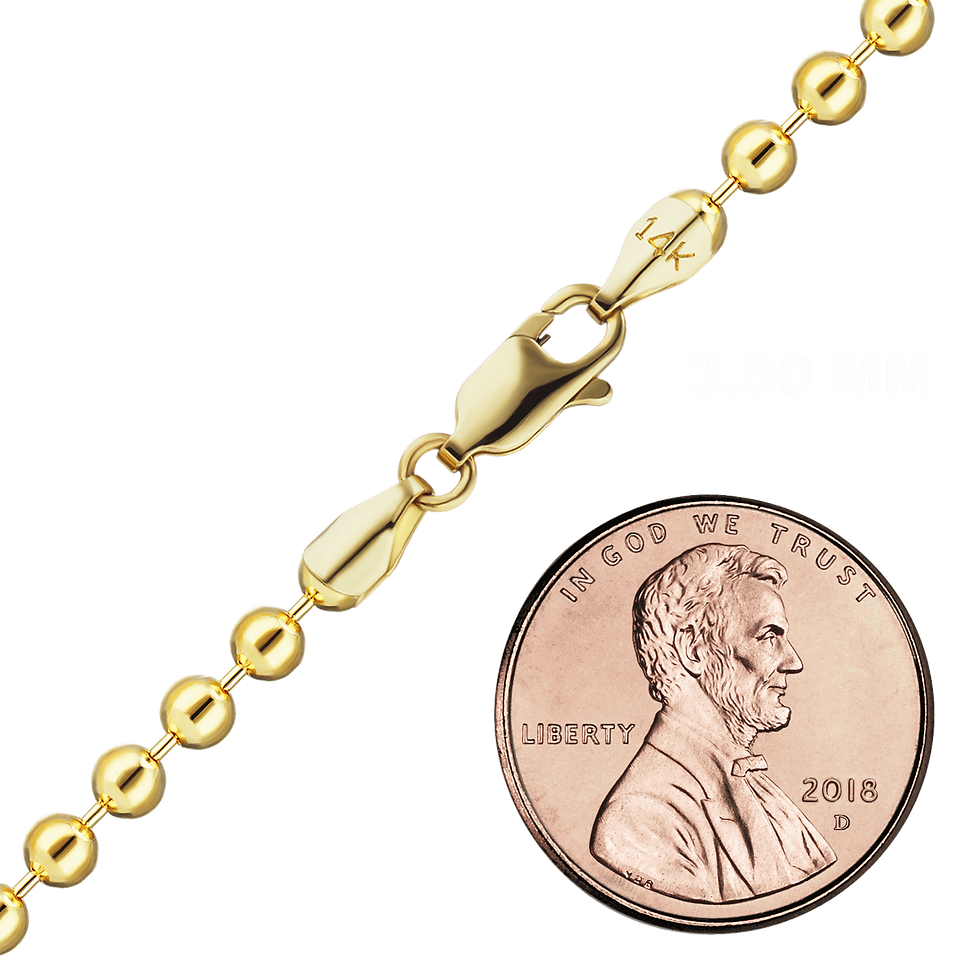 Thumbnail: Solid Gold Round Bead Bracelet in 14K Yellow Gold (1.00 mm - 4.00 mm)