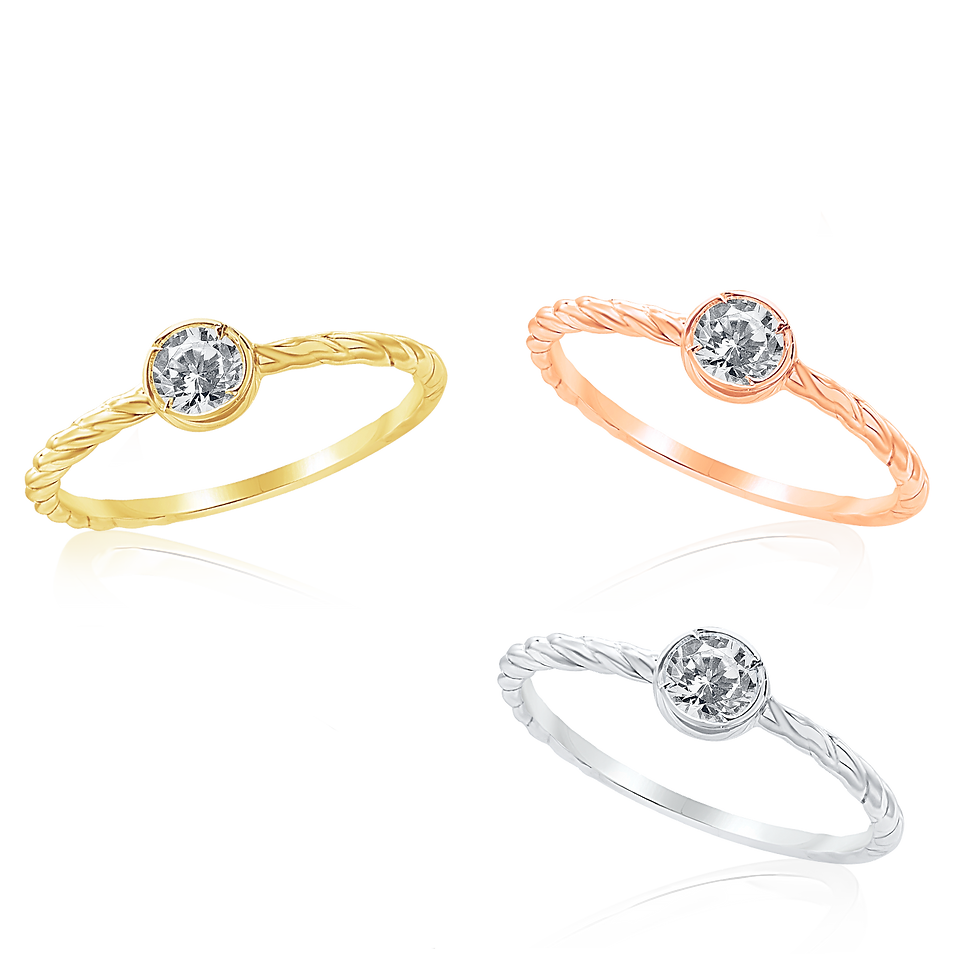 Thumbnail: Sterling Silver Stackable Ring with Stones in Sterling Silver